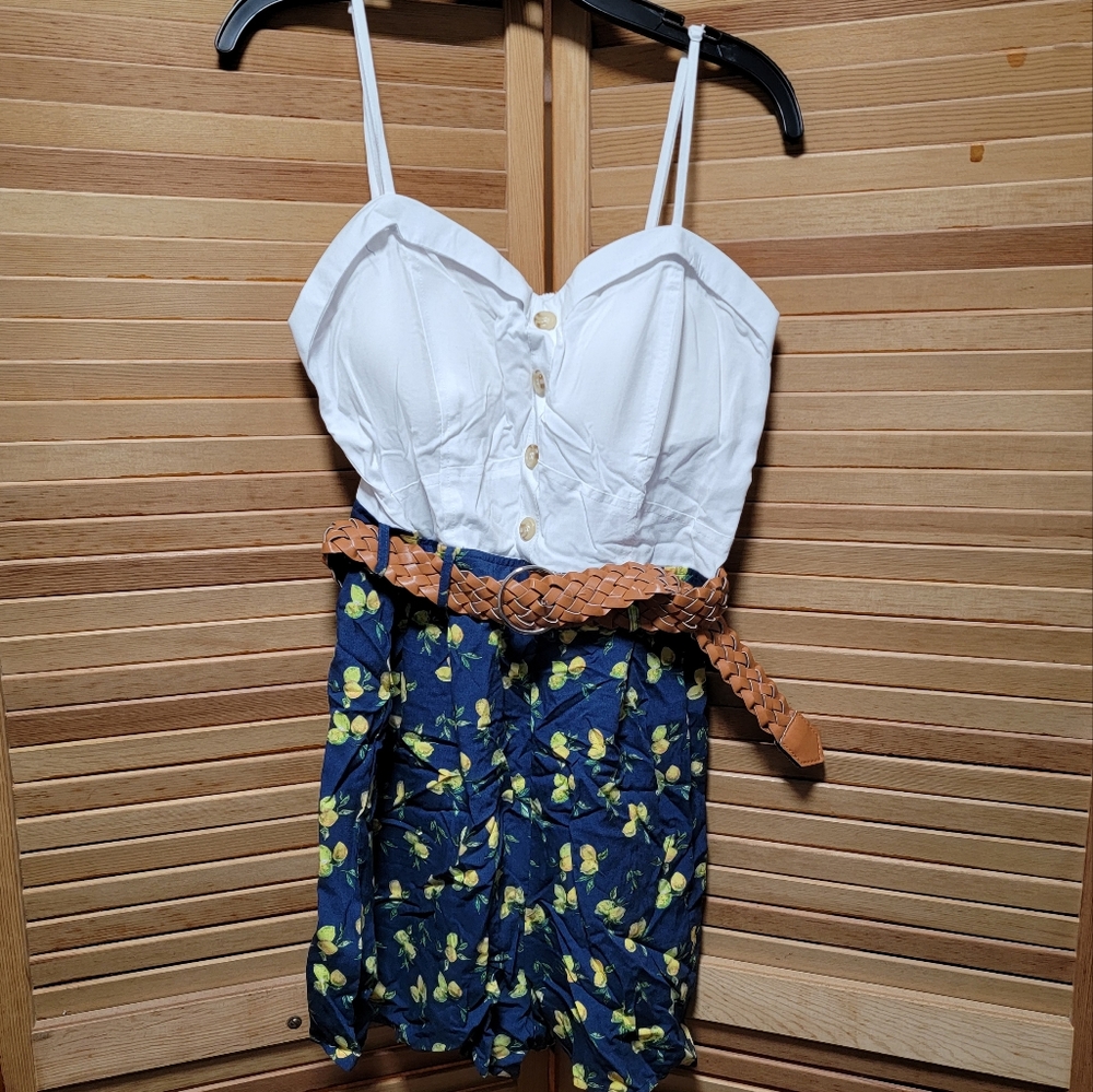 Large J for Justify romper w/ belt
